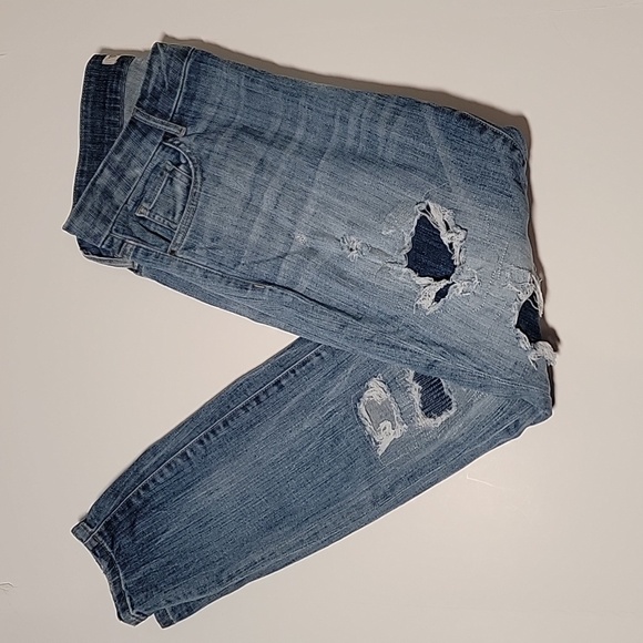 Guess Power Curvy Slim Ankle Jeans Women’s 31 Blue Mid Rise Stretch Distressed - Picture 4 of 12